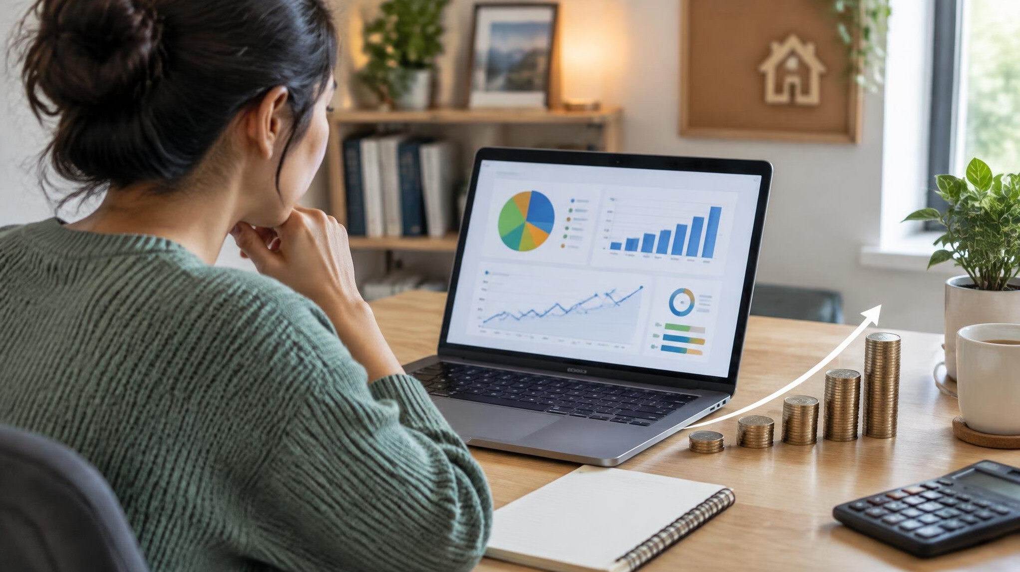 person reviewing budget on laptop