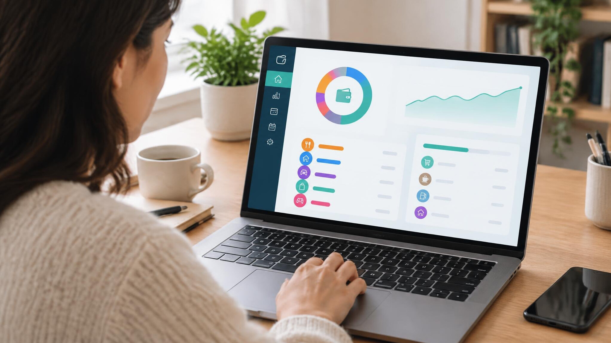 person checking budget on laptop