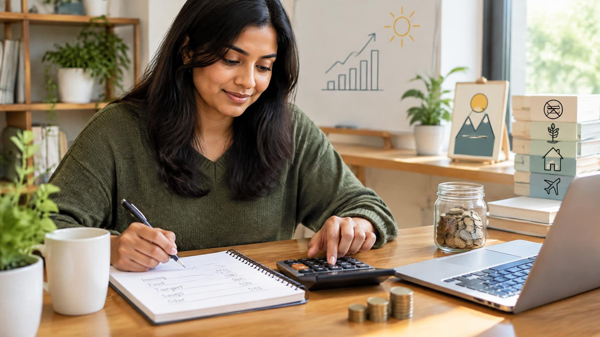person calculating budget