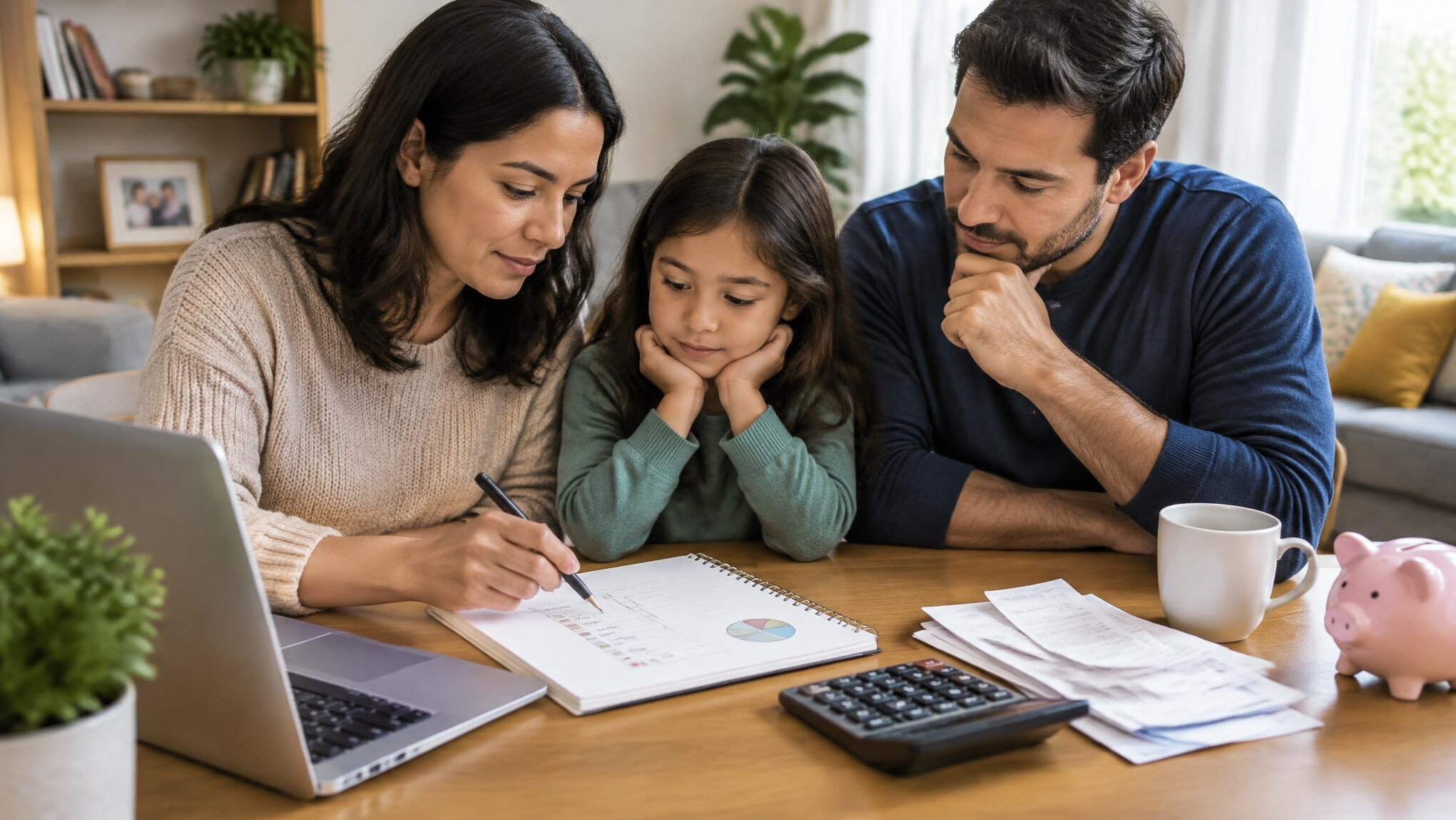 person budgeting finances at home